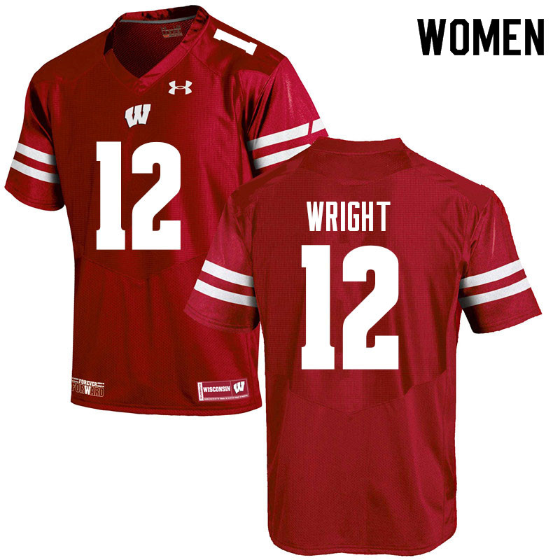 Wisconsin Badgers Women's #12 Daniel Wright NCAA Under Armour Authentic Red College Stitched Football Jersey WW40B76MP
